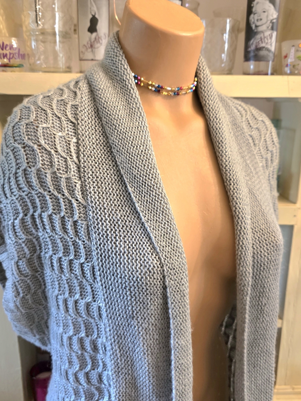 Charlotte Russe Vintage Y2K Knit Sleeveless Cardigan M Grey *Small pulls GUC